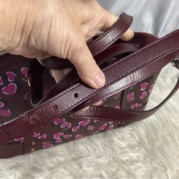 GUCCI Purple Calfskin Heartbeat Print Nice Dome ULTRA RARE Satchel Shoulder Bag - Picture 13 of 15